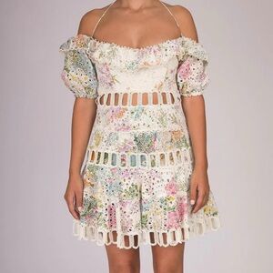 Floral Blings Lace Mini Dress
